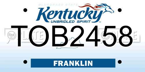 TOB2458 Kentucky License Plate
