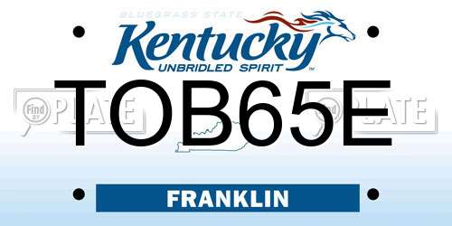 TOB65E Kentucky License Plate