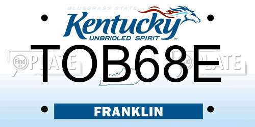 TOB68E Kentucky License Plate