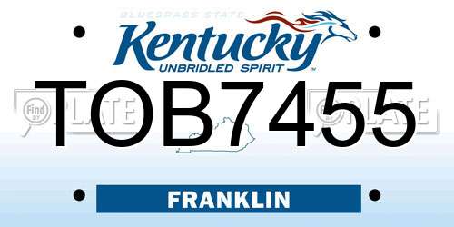 TOB7455 Kentucky License Plate