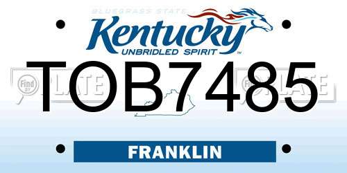 TOB7485 Kentucky License Plate