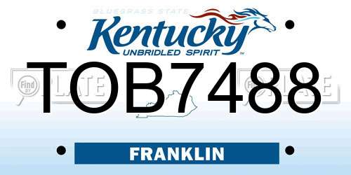 TOB7488 Kentucky License Plate