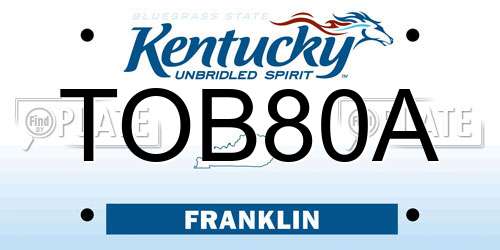 TOB80A Kentucky License Plate