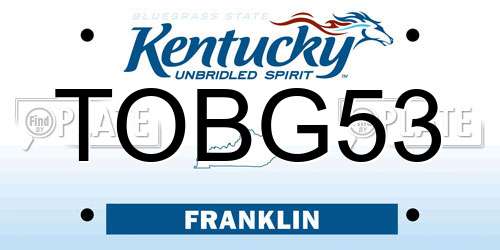 TOBG53 Kentucky License Plate