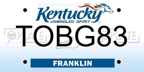 TOBG83 Kentucky License Plate
