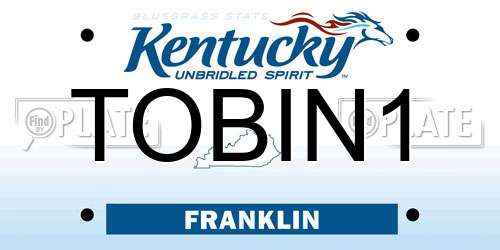 TOBIN1 Kentucky License Plate