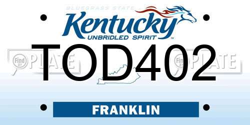 TOD402 Kentucky License Plate