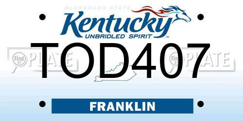 TOD407 Kentucky License Plate