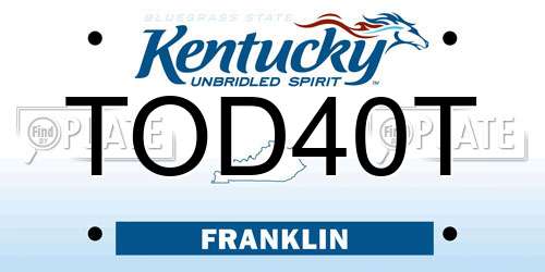TOD40T Kentucky License Plate