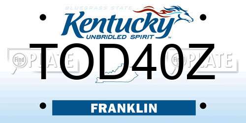 TOD40Z Kentucky License Plate