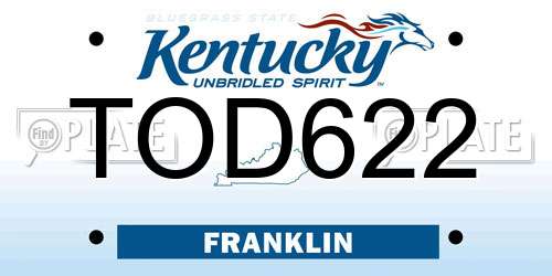 TOD622 Kentucky License Plate