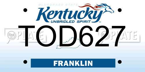 TOD627 Kentucky License Plate