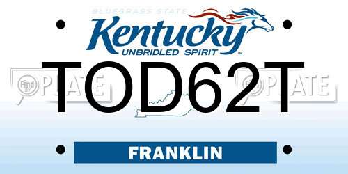 TOD62T Kentucky License Plate