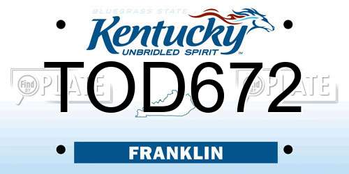 TOD672 Kentucky License Plate