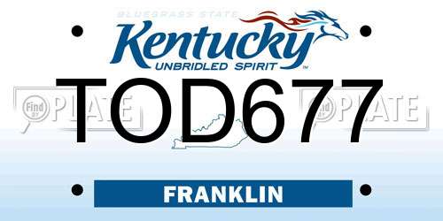 TOD677 Kentucky License Plate