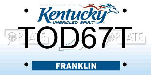 TOD67T Kentucky License Plate