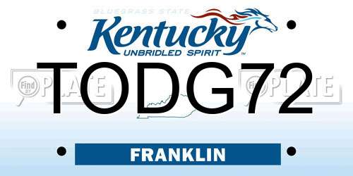 TODG72 Kentucky License Plate