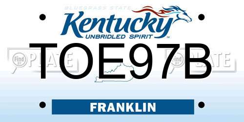 TOE97B Kentucky License Plate
