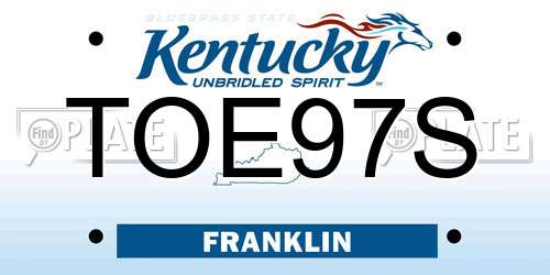 TOE97S Kentucky License Plate
