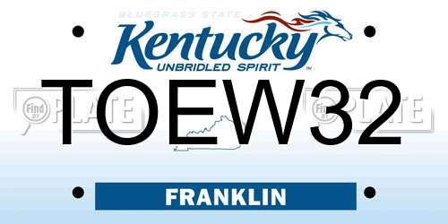TOEW32 Kentucky License Plate