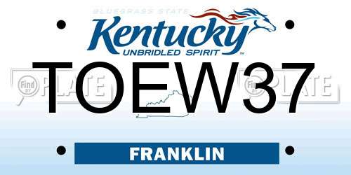 TOEW37 Kentucky License Plate