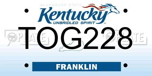 TOG228 Kentucky License Plate