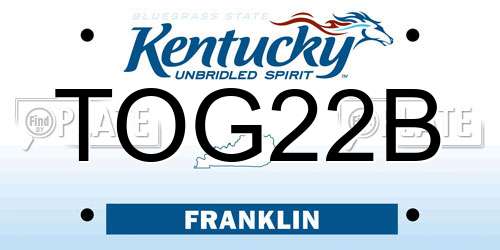 TOG22B Kentucky License Plate