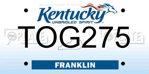 TOG275 Kentucky License Plate