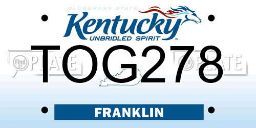 TOG278 Kentucky License Plate