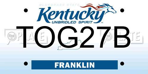 TOG27B Kentucky License Plate