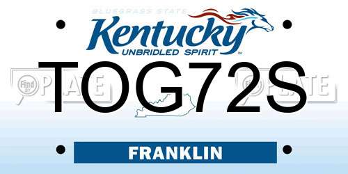 TOG72S Kentucky License Plate