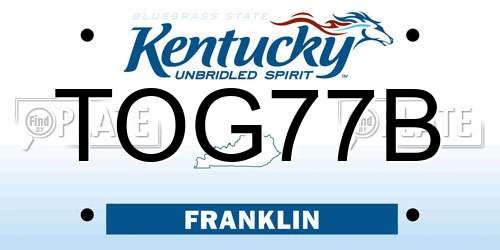 TOG77B Kentucky License Plate