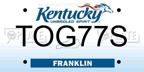 TOG77S Kentucky License Plate