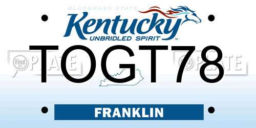 TOGT78 Kentucky License Plate