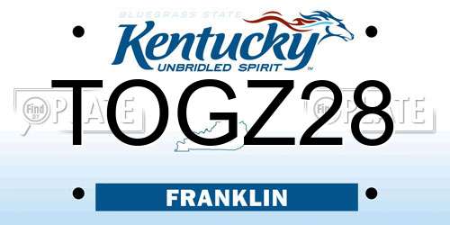 TOGZ28 Kentucky License Plate