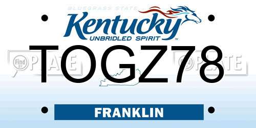 TOGZ78 Kentucky License Plate