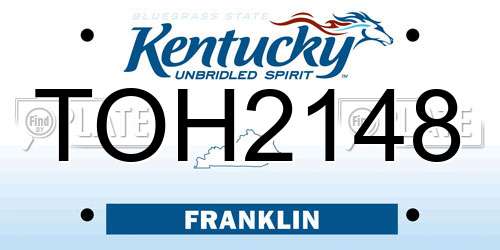 TOH2148 Kentucky License Plate