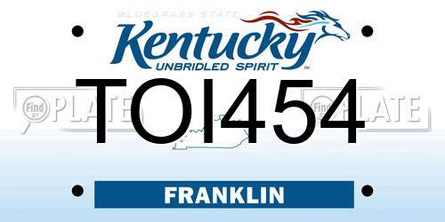 TOI454 Kentucky License Plate