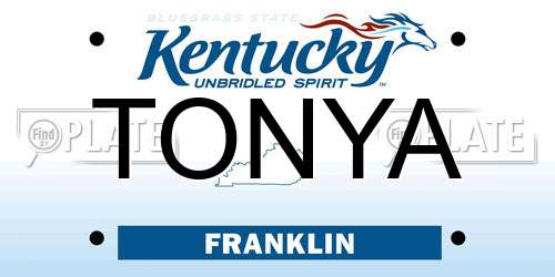 TONYA Kentucky License Plate