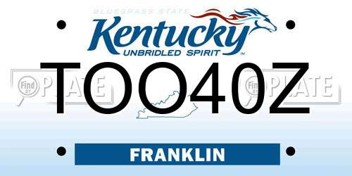 TOO40Z Kentucky License Plate