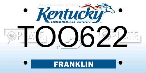 TOO622 Kentucky License Plate