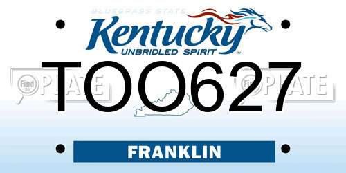 TOO627 Kentucky License Plate