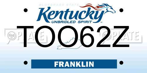 TOO62Z Kentucky License Plate