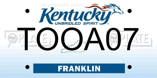 TOOA07 Kentucky License Plate