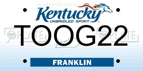 TOOG22 Kentucky License Plate