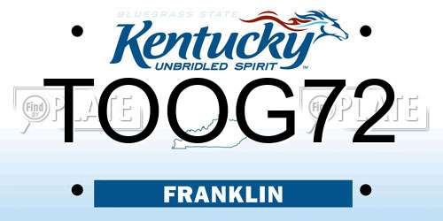TOOG72 Kentucky License Plate
