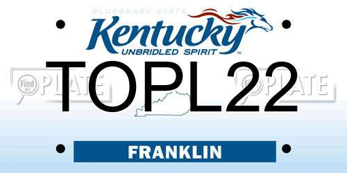 TOPL22 Kentucky License Plate