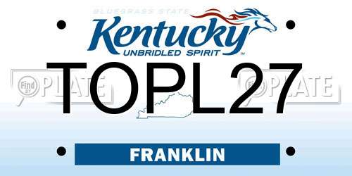 TOPL27 Kentucky License Plate