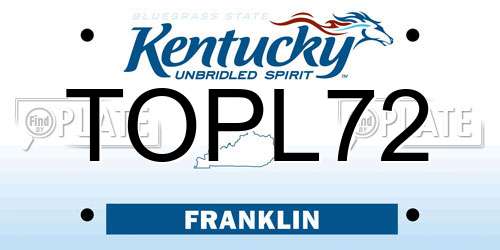 TOPL72 Kentucky License Plate