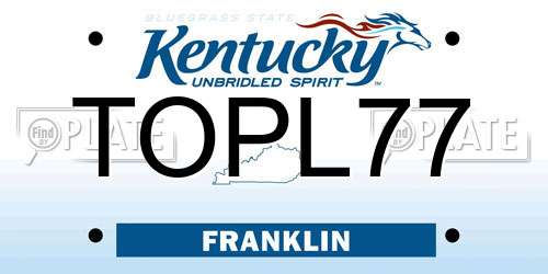 TOPL77 Kentucky License Plate